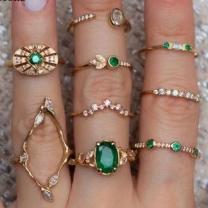 9pcs/sets Bohemia Luxurious Green Crystal